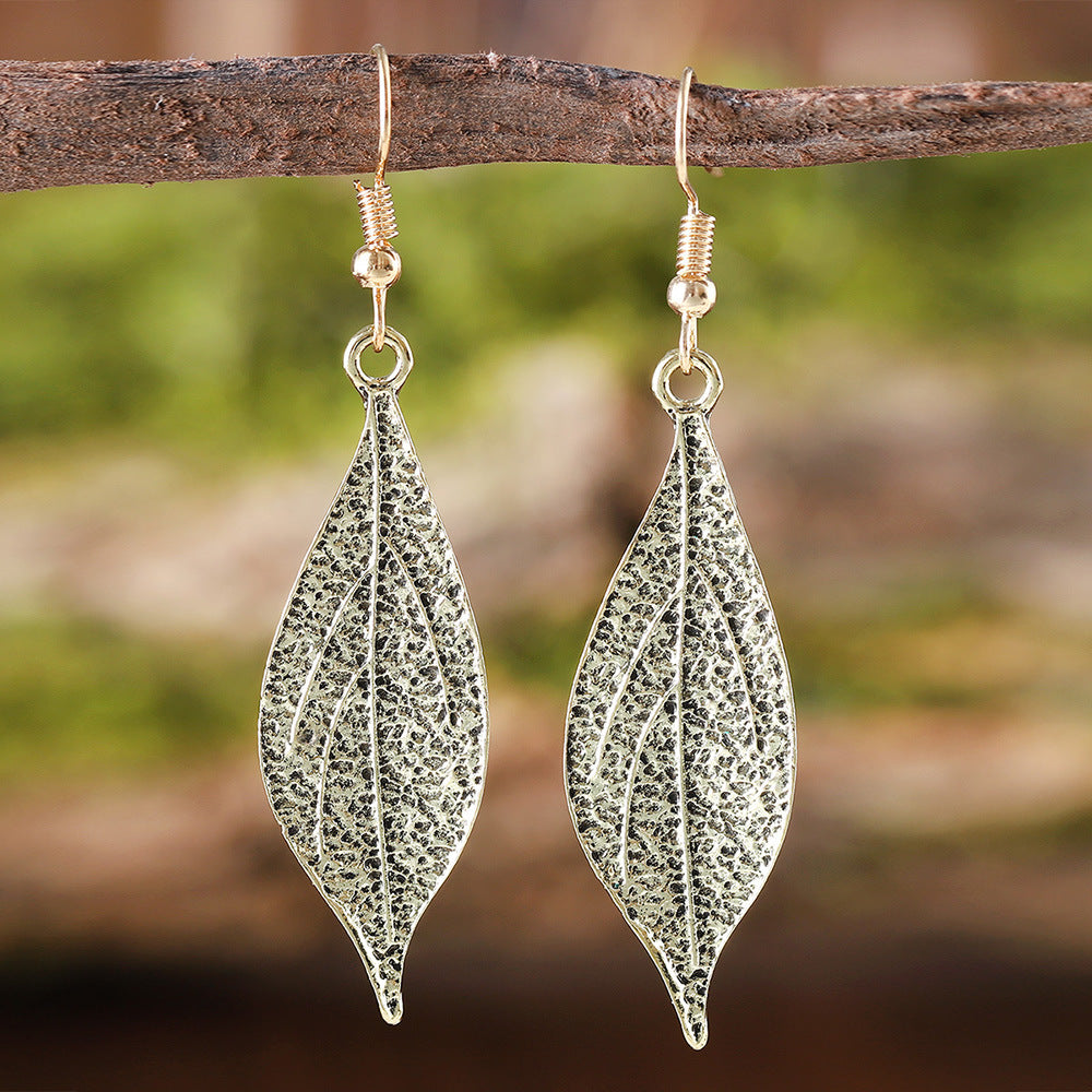 Wholesale Antique blue leaf alloy earrings,  leaf-shaped earrings