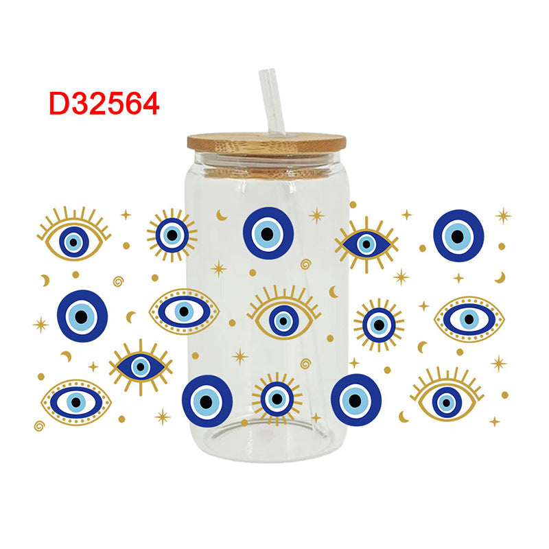 Wholesale  Little blue flower 16oz Cup UV DTF Wraps