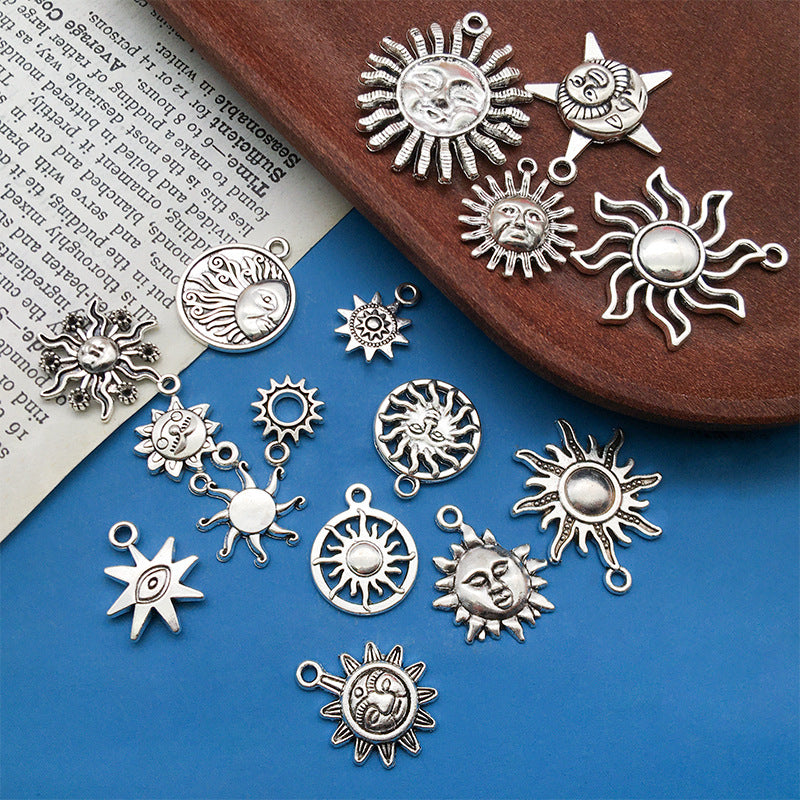 Wholesale Alloy Vintage Tibetan Silver Sun Moon DIY Necklace Bracelet Pendant