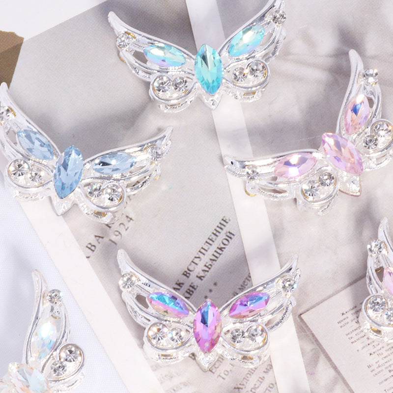 Wholesale 2PCS/Pack Alloy Stereo Small Butterfly DIY Straight Hole Beads Cute Decorative Mobile Phone Chain Key Chain Bag Chain Accessories