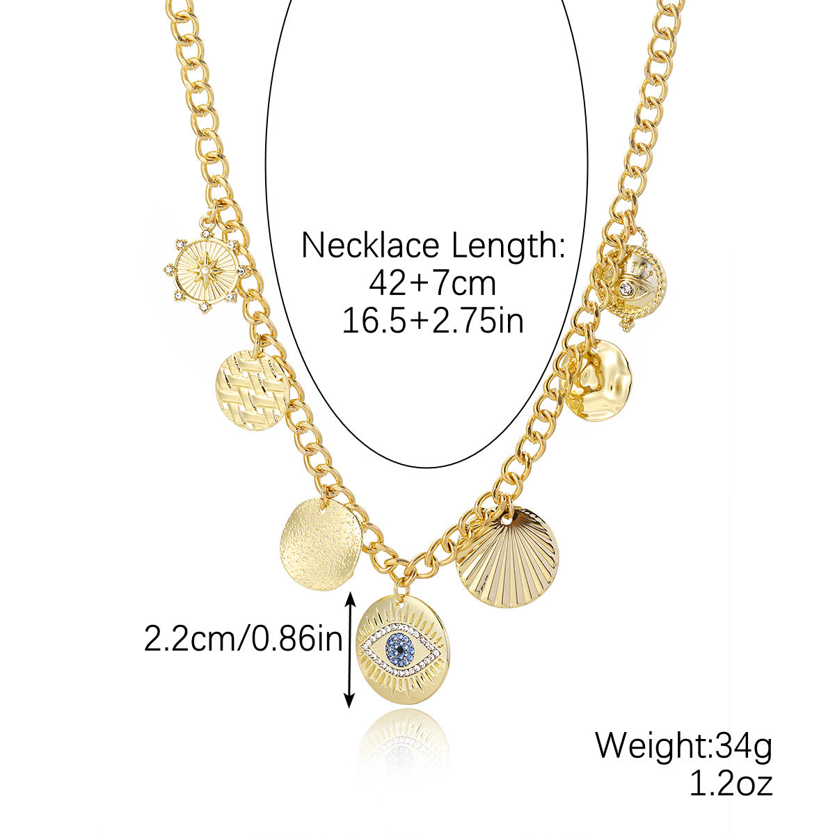 Wholesale Devil' s Eye Pendant Multi-Layer Necklace