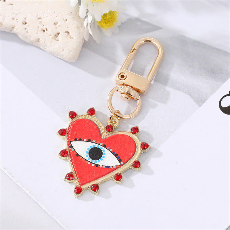 Wholesale Dot Diamond Inlaid Pearl Heart Shape Alloy Keychains