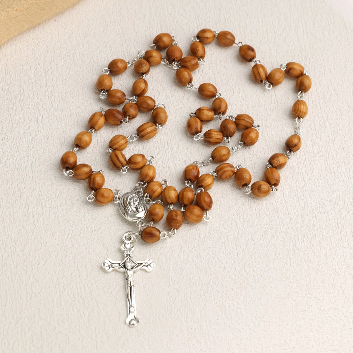 Wholesale 30pcs/pack Color-made Wooden Beads Cross Rosary Communion Baptism