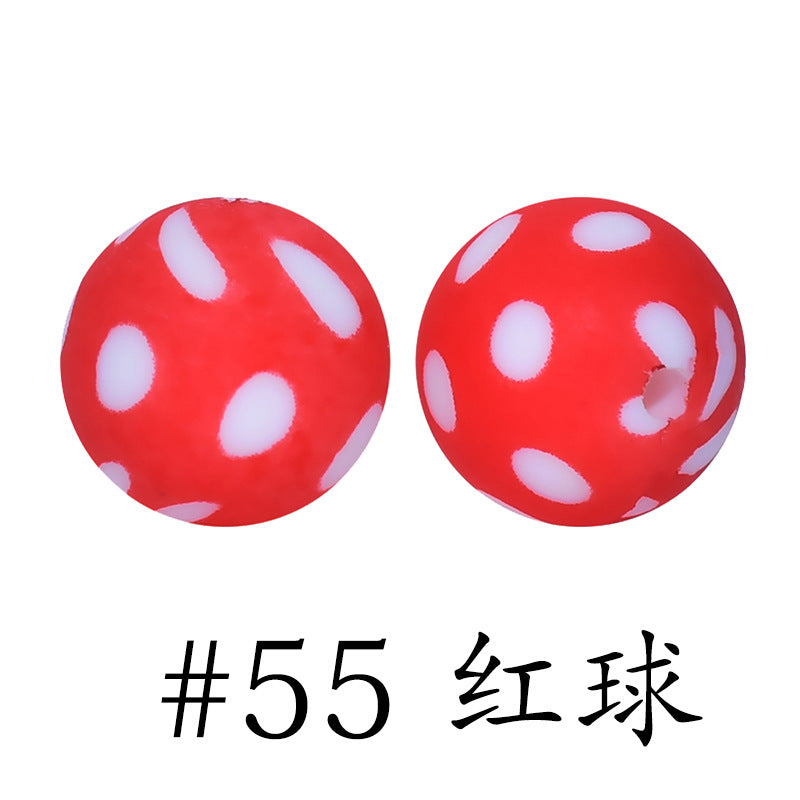 Wholesale 50pcs 16mm Print Silicone Beads Colorful Silicone Water Transfer Beads
