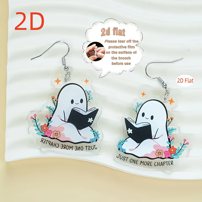 Wholesale Acrylic White Ghost Cartoon Earrings Chic Fashion Jewelry Accessory For Everyday Wear