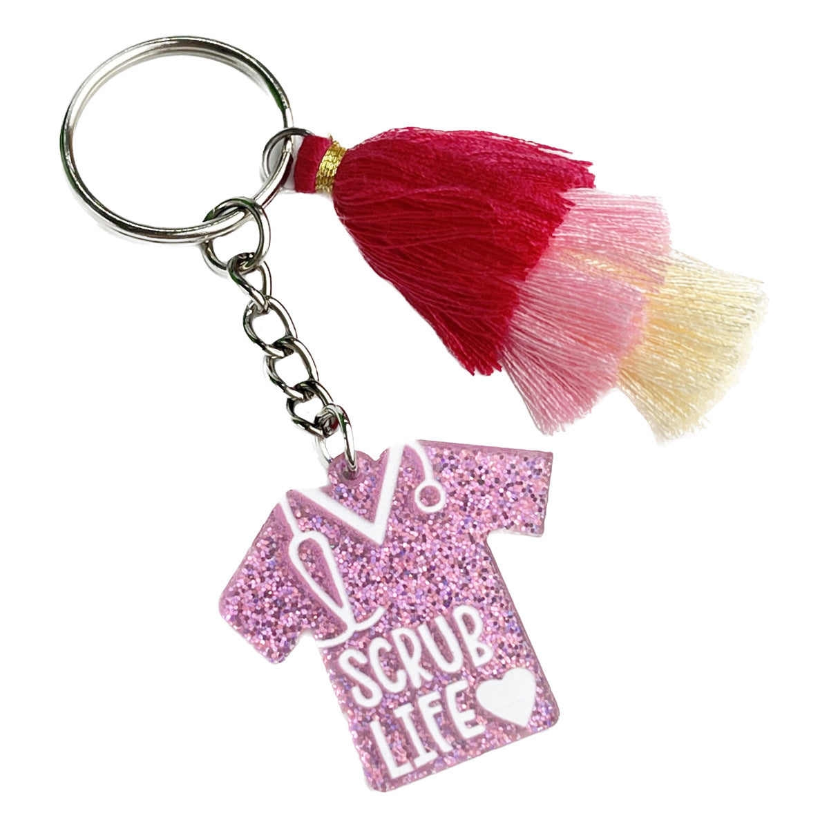 Wholesale Doctor Nurse Element Keychain Multicolor Tassel Key Ring Shiny Acrylic Bag Pendant