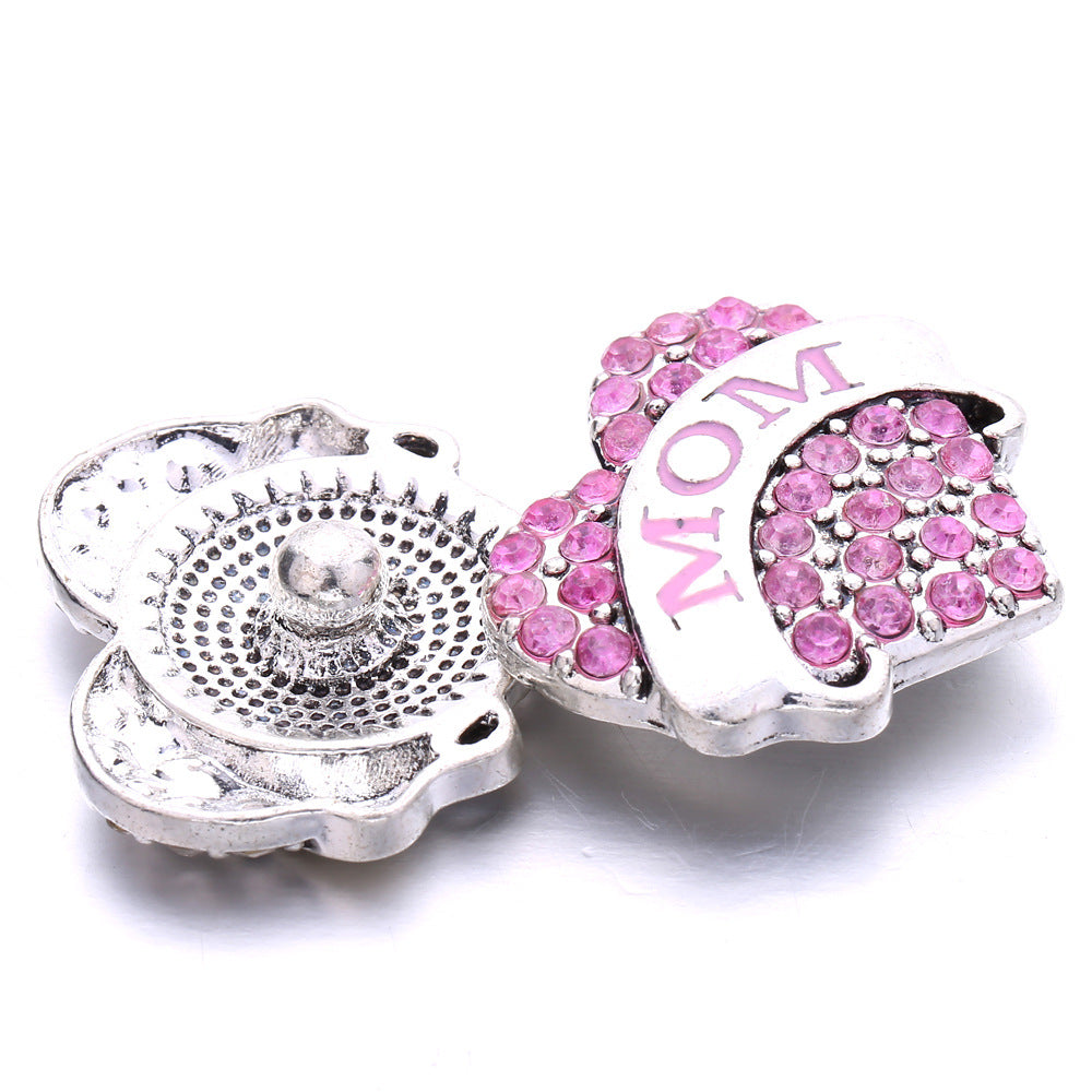 卸売 DIY スナップ チャーム合金ダイヤモンド ブレスレット アクセサリー ペンダント バックル