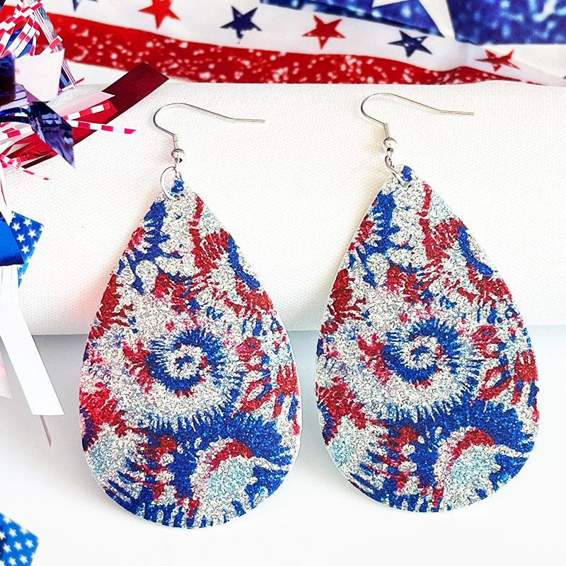 Wholesale Independence Day Sparkling Earrings Fireworks To Celebrate Love Drop-shaped Star Earrings