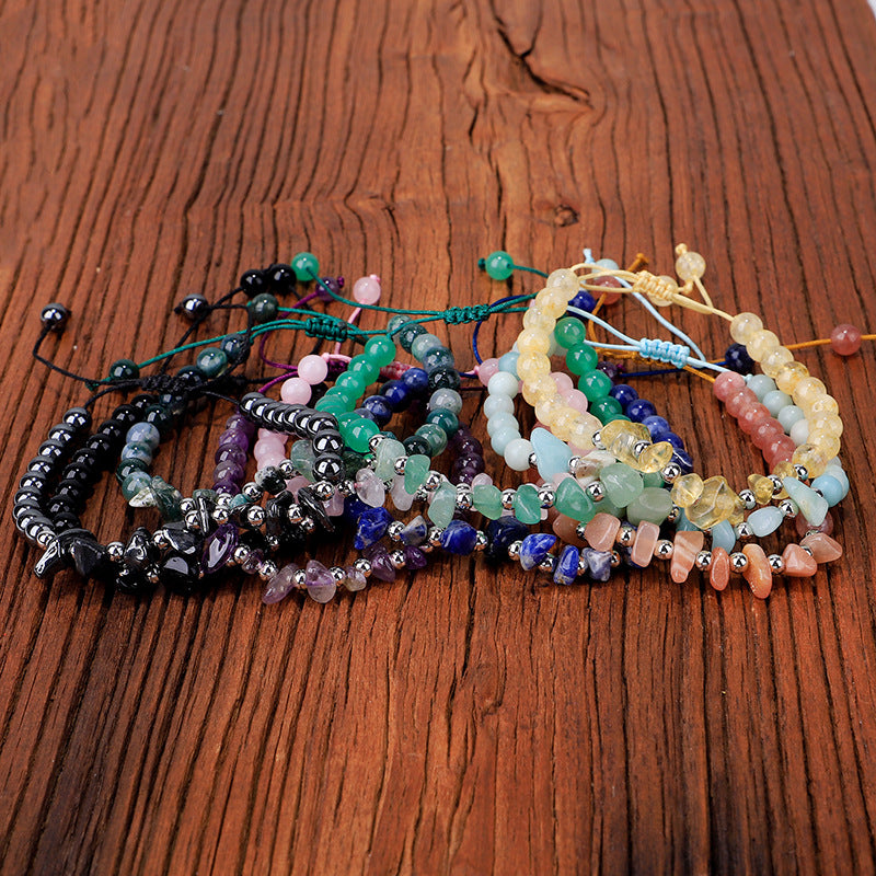 Wholesale Crushed Stone Amethyst Citrine Stone Round Beads Beads Bracelet