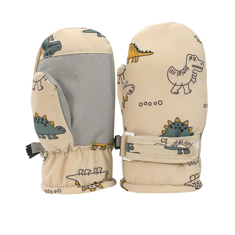 Wholesale Children's Ski Anti-slip Warm Quick-drying Waterproof Plus Fleece Gloves