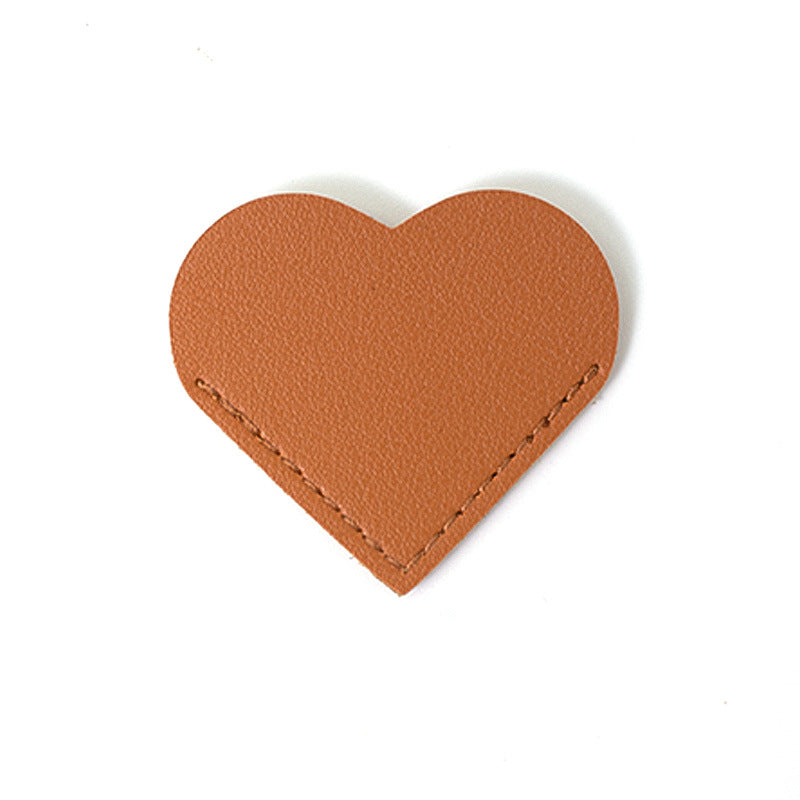 Wholesale Creative Leather Love Pu Simple Portable Book Page Holder Student Gift Heart-shaped Bookmark Book Corner Protective Cover