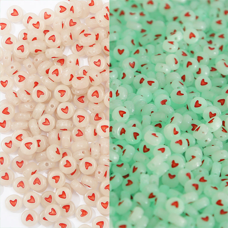 Wholesale Acrylic Luminous Heart English Letter Beads Number Beads