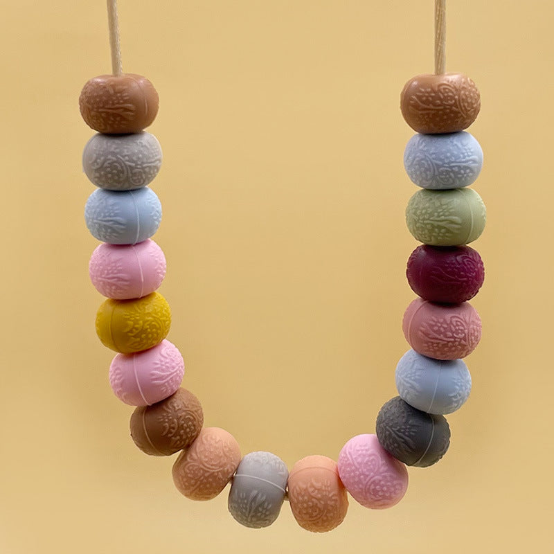 Wholesale 20pcs/pack Food grade silicone embossed pattern abacus beads