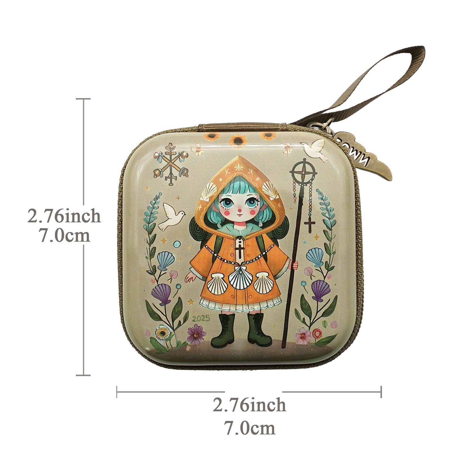 Wholesale Square hand drawn cartoon pattern portable coin purse