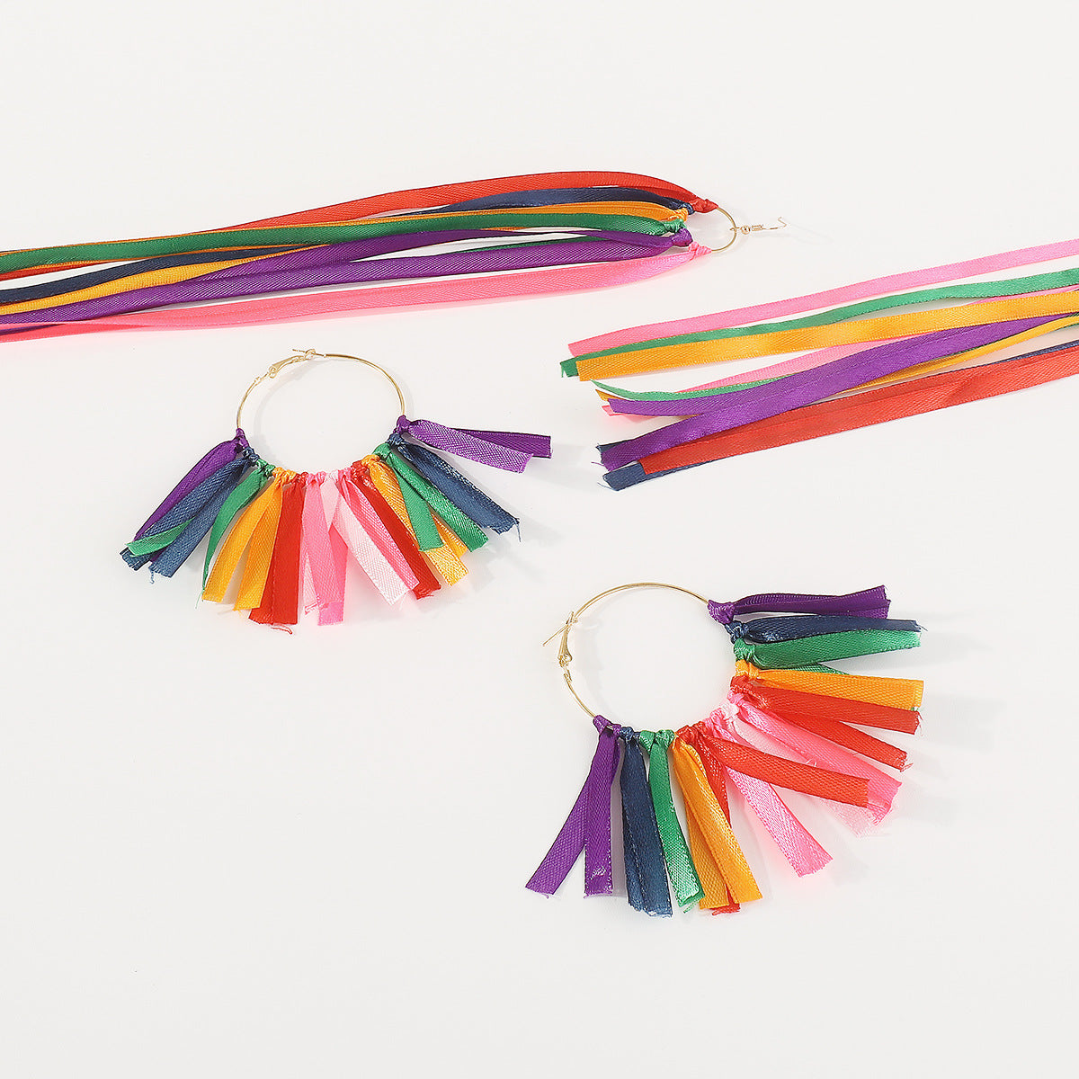 Wholesale Bohemian Ethnic Style Beach Big Hoop Tassel Earrings