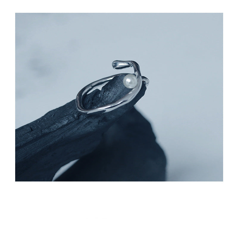 Wholesale Water Ripple Highlight Pearl Open Ring