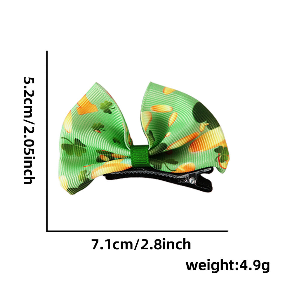 Wholesale St.  Patrick' s Day Clover Hair Clip Green Bow Hair Clips