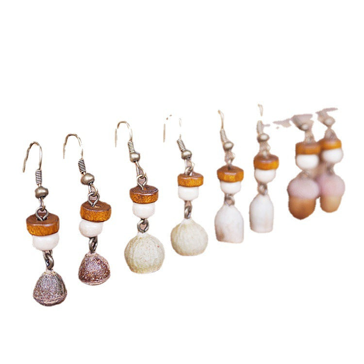 Wholesale Dried Fruit Trees Wooden Earrings