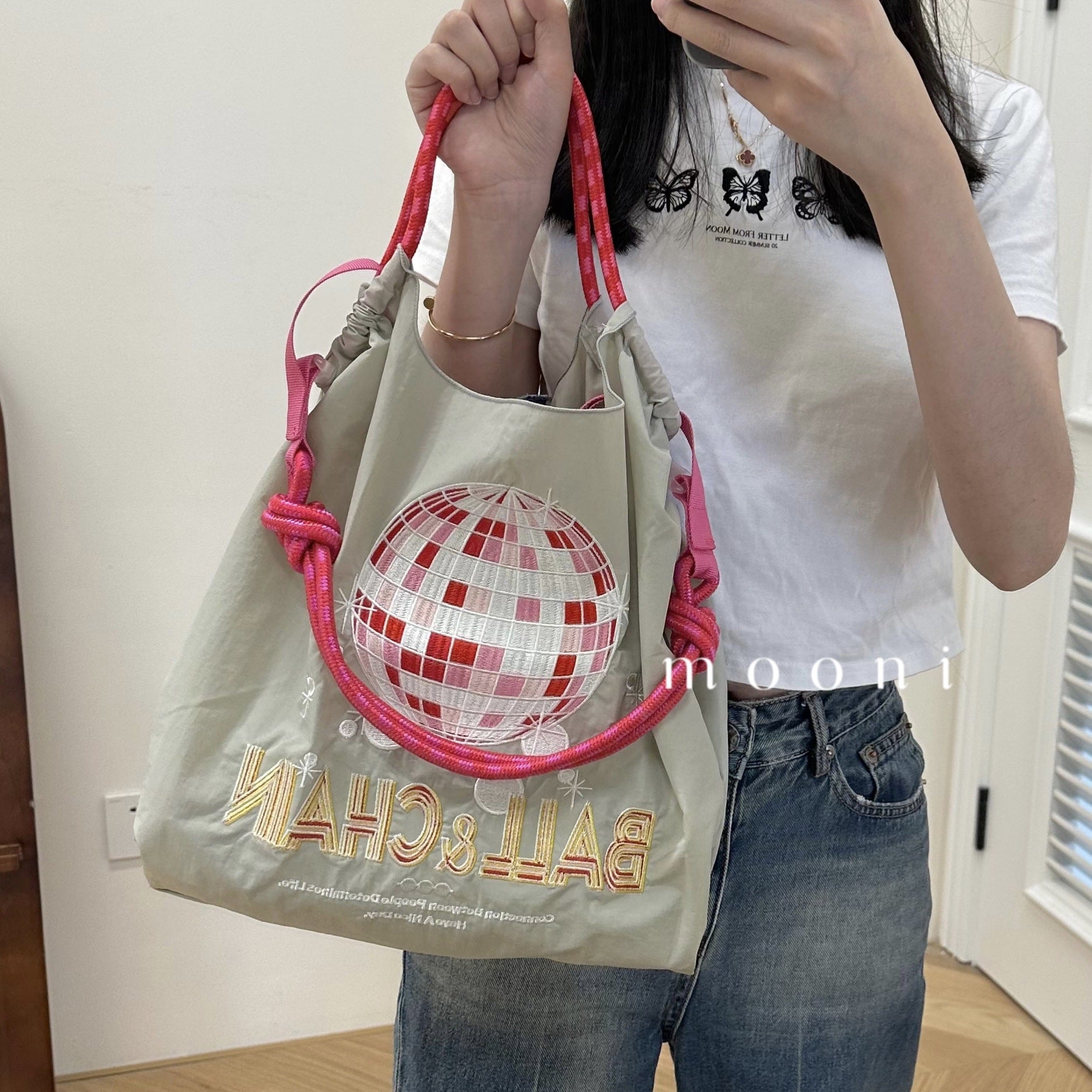 Wholesale Reflective Ball Embroidery Eco-friendly Shopping Bags