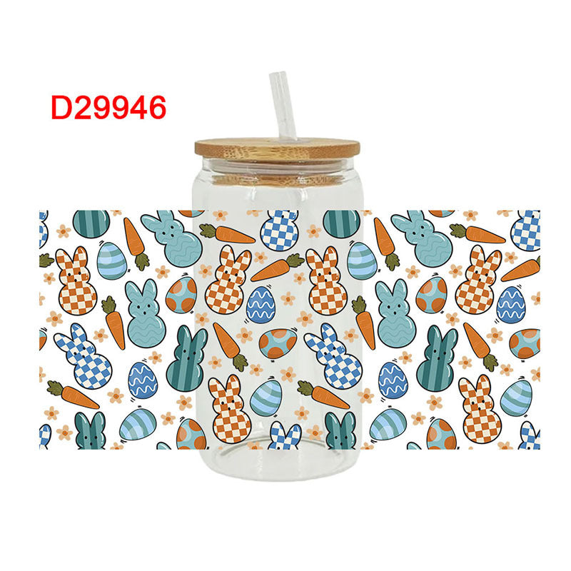 Wholesale Colorful Cartoon Bunny 16oz Cup UV DTF Wraps