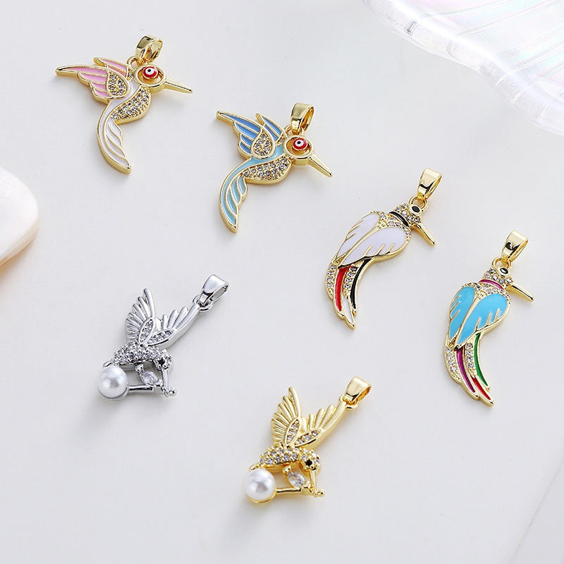 Wholesale High-grade Exquisite Bird Necklace Accessories Copper Plated Real Gold Color-preserving Pendant