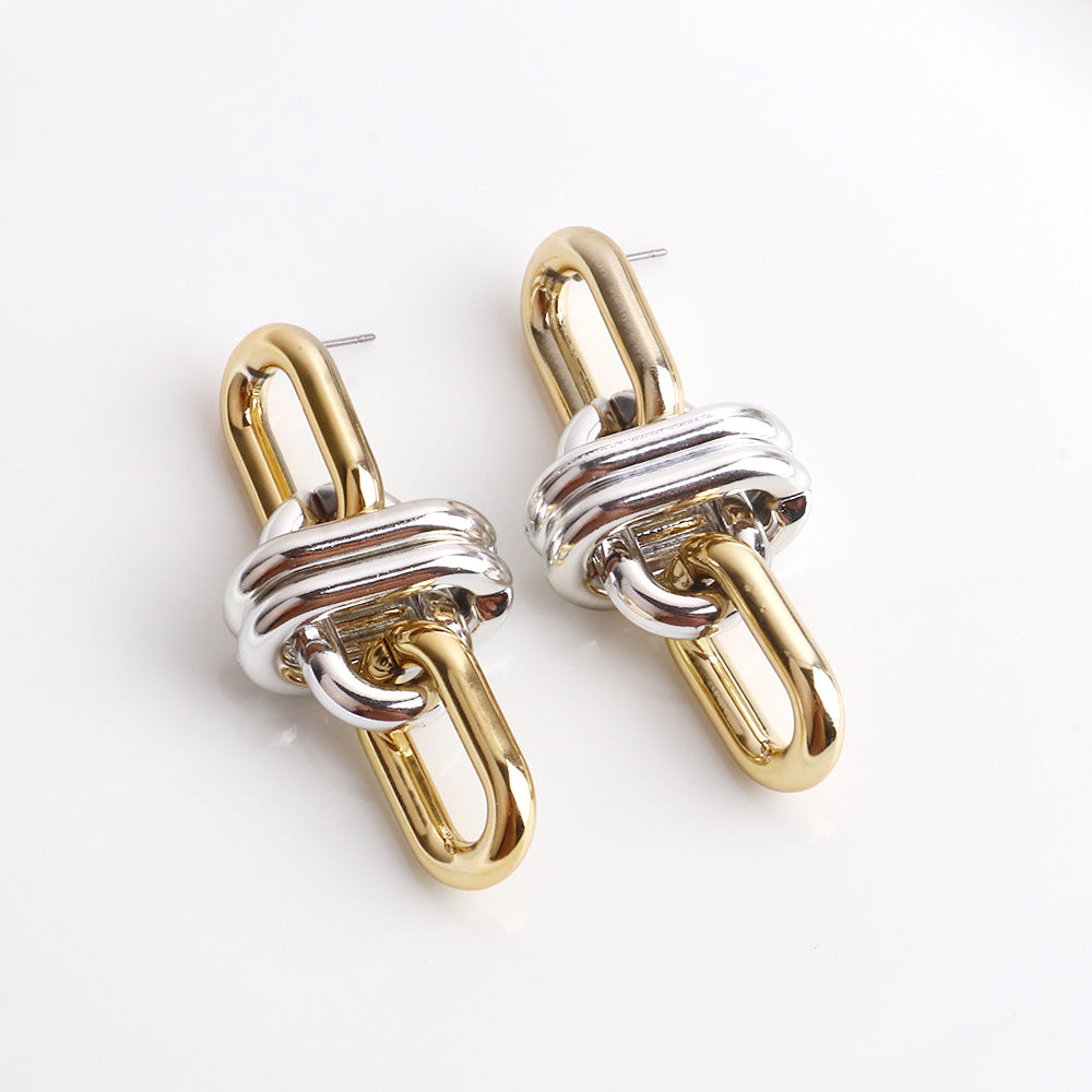 Wholesale Geometric Chain UV Electroplating Color Gas Earrings