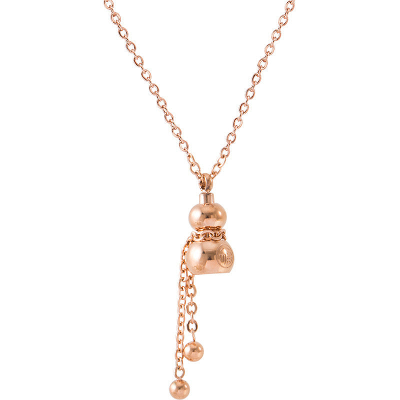 Wholesale Titanium Steel Gold Gourd Tassel Necklace Simple Korean Style Collarbone Chain Women S Everyday Fashion Jewelry Gift