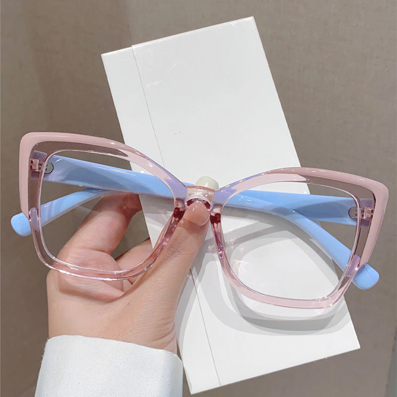 Wholesale Cat-eye personalized contrast color high-end anti-blue light glasses