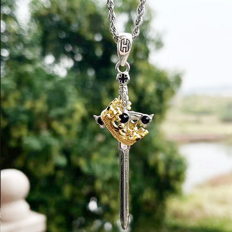 Wholesale Retro Stylish Goth Sword Pendant Necklace