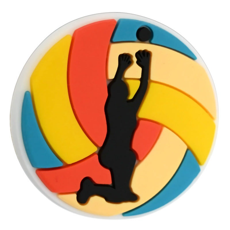 Wholesale Random 100pcs/pack PVC soft rubber perforated beaded accessories for ball sports series   Focal Beads