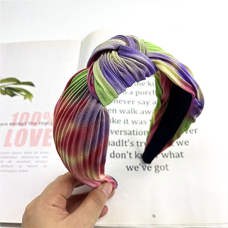 Wholesale Fresh and Sweet Tie-dye Gradient Rainbow Stripe Headband Hair Accessories Headdress