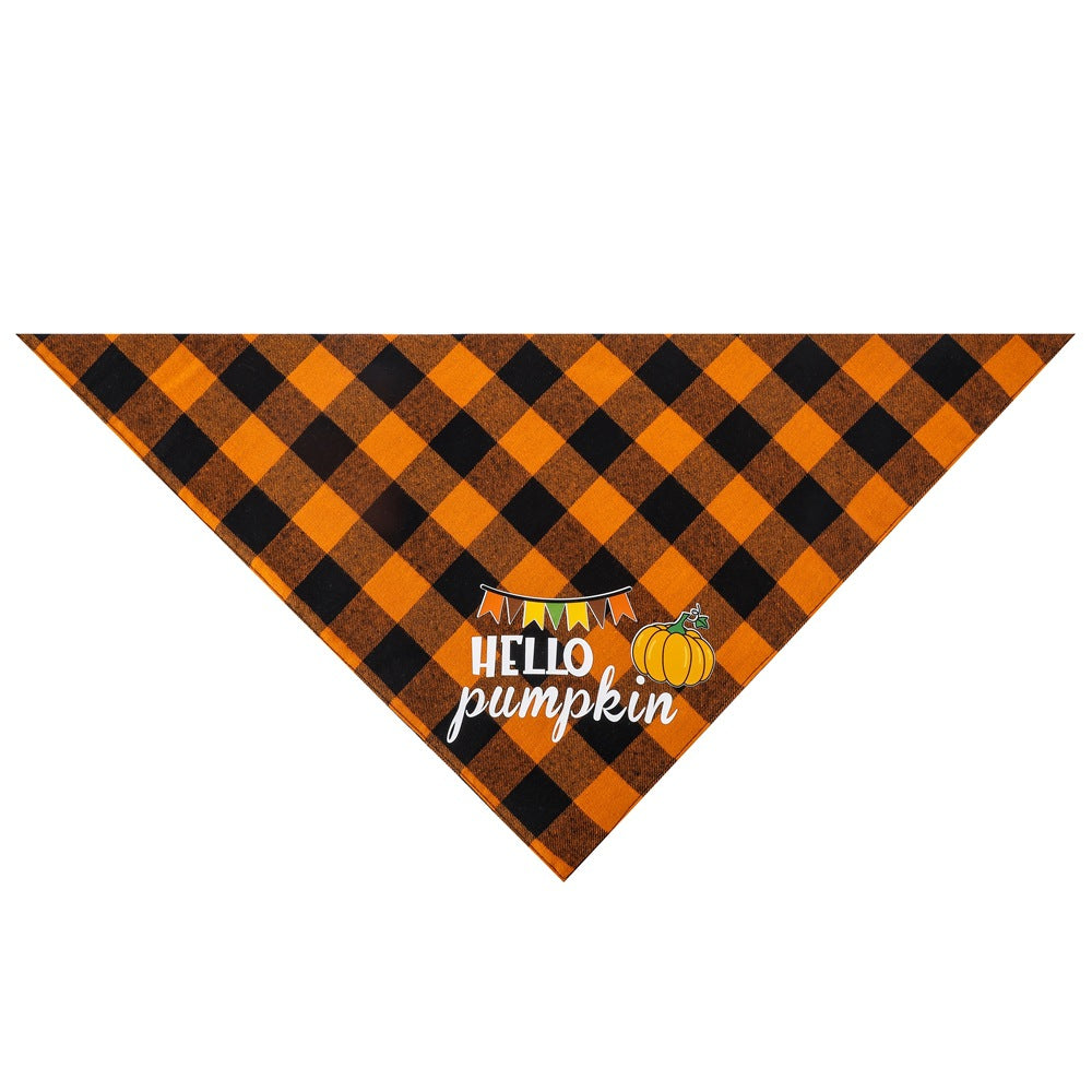Wholesale Cotton Plaid Thanksgiving Triangle Scarf Pet Scarf