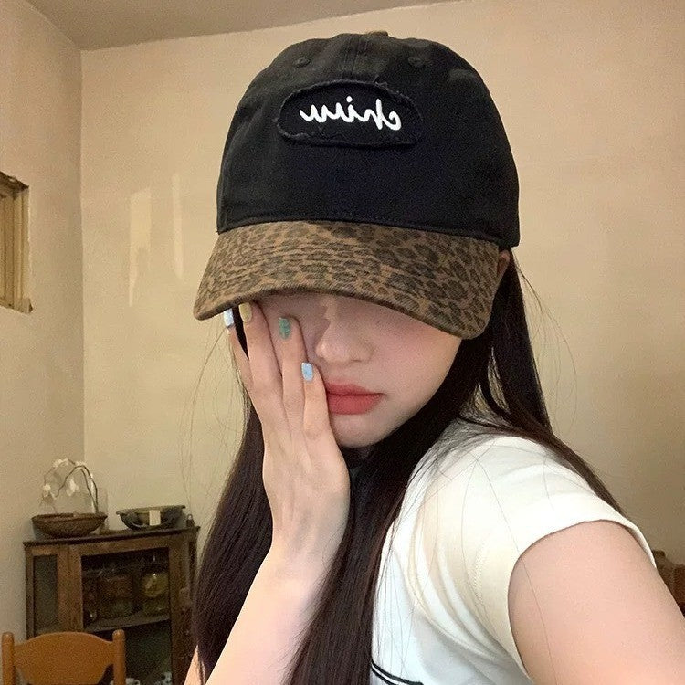 Wholesale Retro Leopard Print Distressed Baseball Cap Children's Spring and Summer Sanding Soft Top y2k Showy Face Small Spice Cap