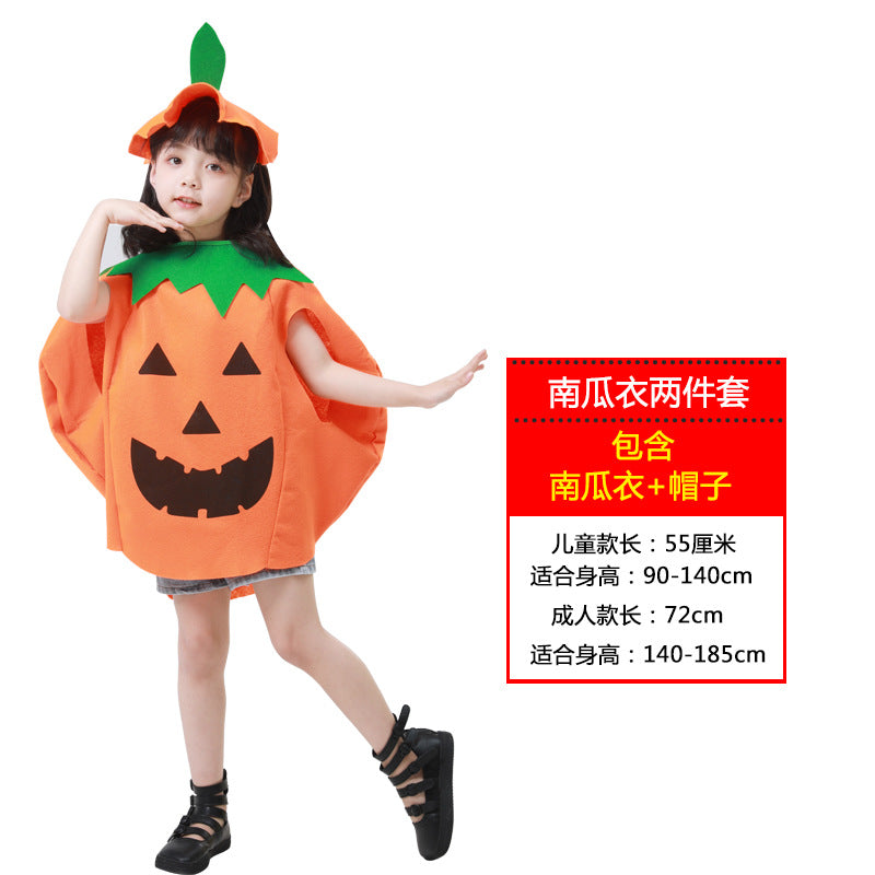 Wholesale Halloween Kids Adult Pumpkin Costume Pumpkin Bag Pumpkin Hat Set Show Festive Props