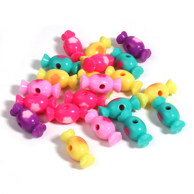 Wholesale 20pcs/pack Creamy Candy Two-color Plum Blossom Butterfly Print Loose Beads