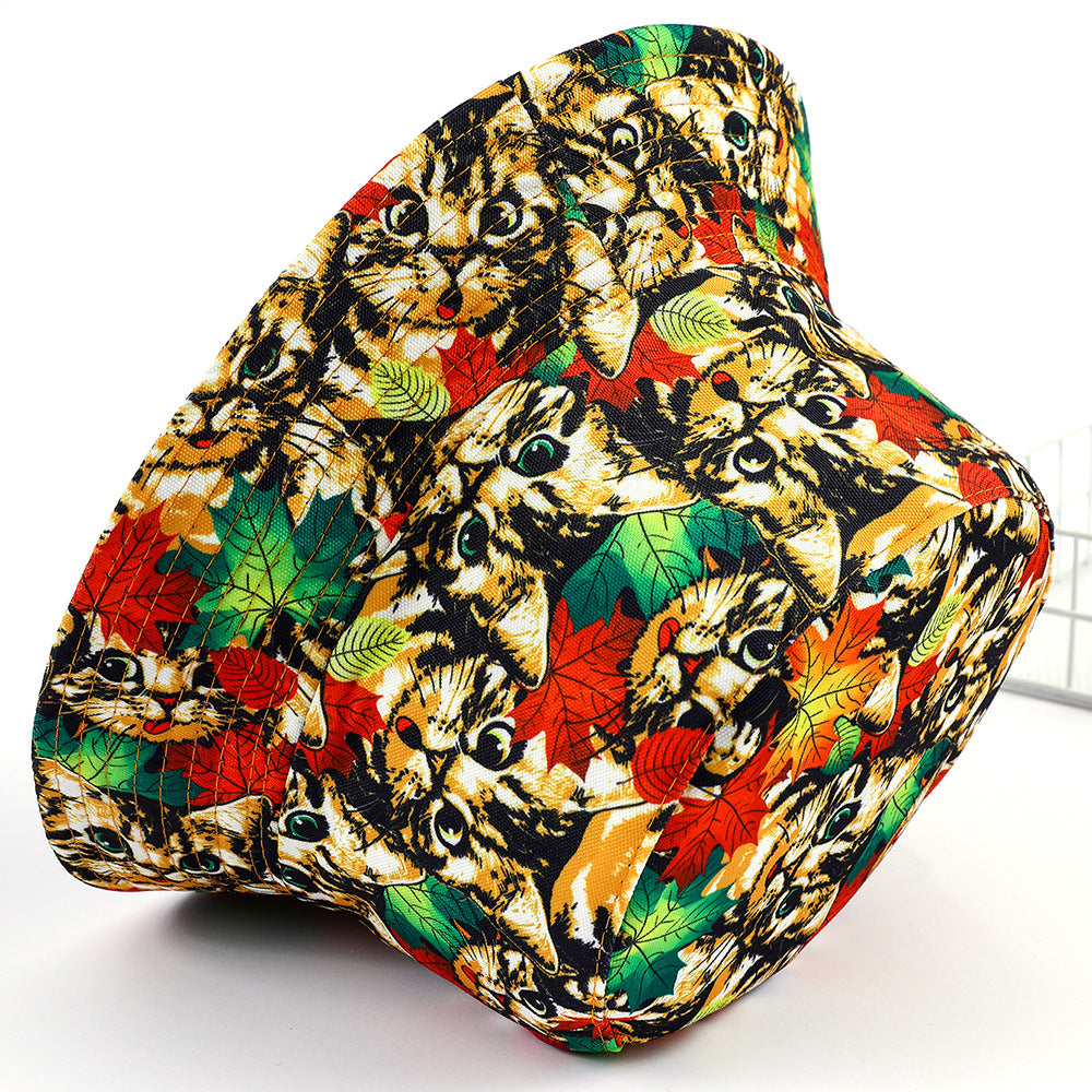 Wholesale Printed Cat Animal Polyester Bucket Hat