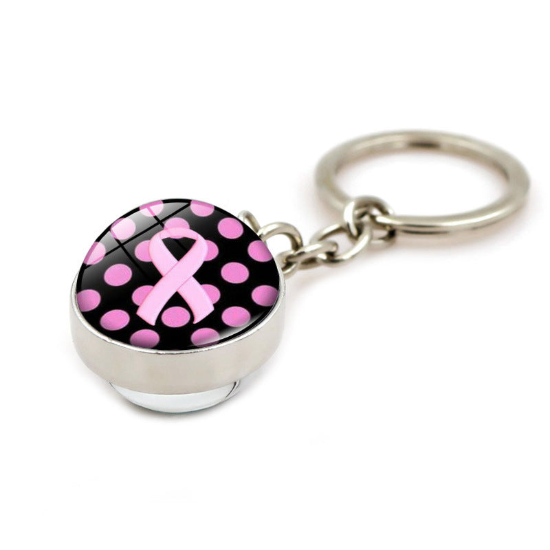 Wholesale Care Breast Cancer Vermicelli with Zinc Alloy Key Chain