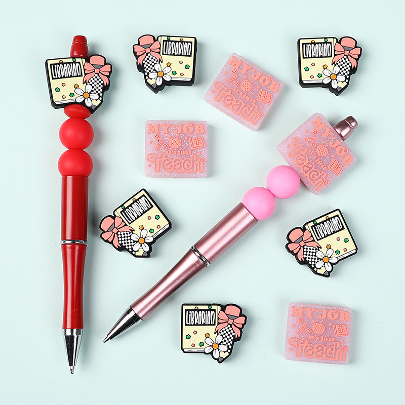 Wholesale 20pcs Interesting alphabet straight hole silicone beads