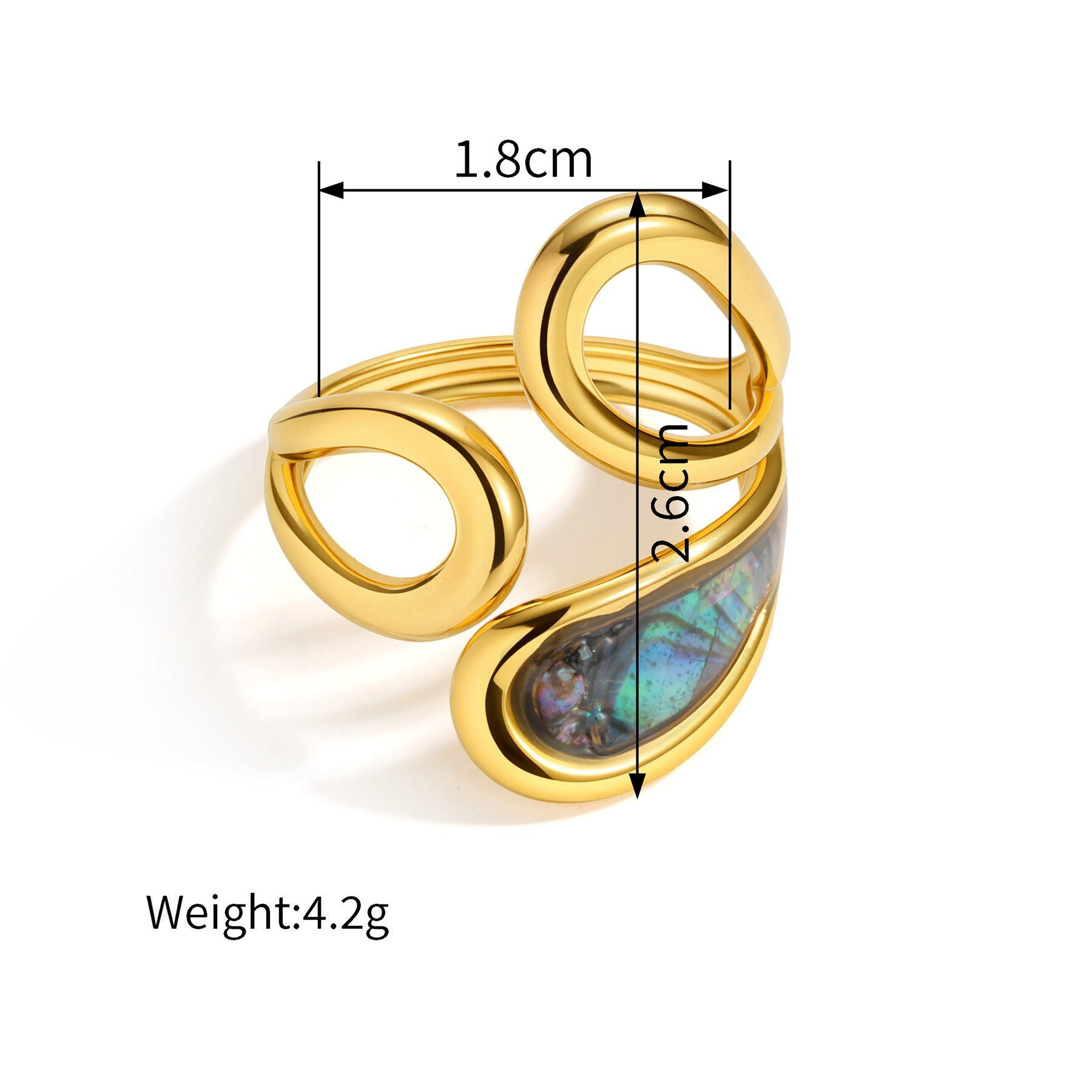 Wholesale French Retro Irregular Geometric Shell Inlay Ring For Women Trendy Stainless Steel Finger Ring Boutique Resale Accessory Gift