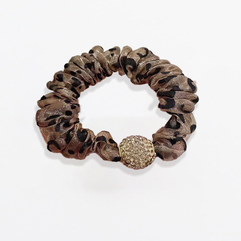 Wholesale Organza High Elastic Leopard Print Hair Tie
