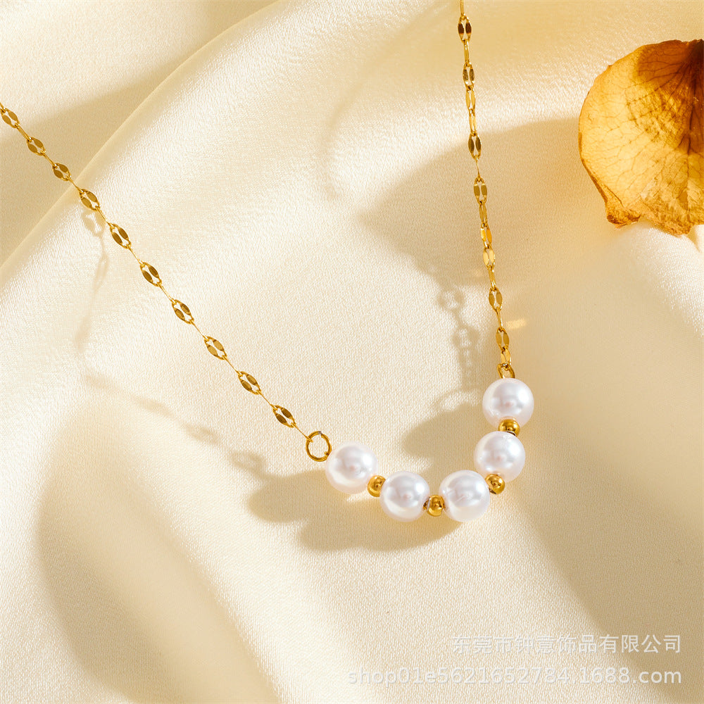 Wholesale Simple Titanium Steel Shell English Letters 18K Fashion Love Pendant Necklaces