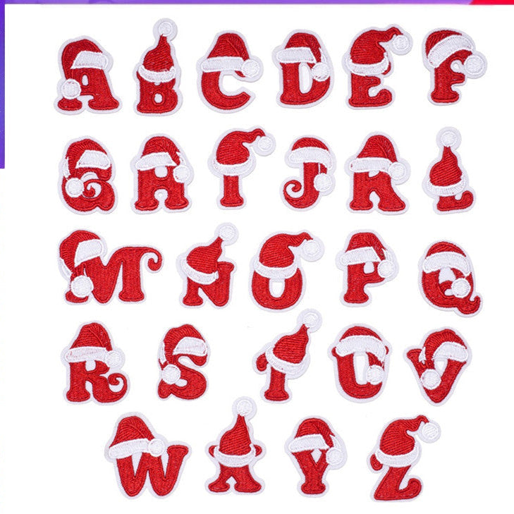 Wholesale Christmas 26 Letter Embroidery Patch Set Iron On DIY For Clothing Towels Gift