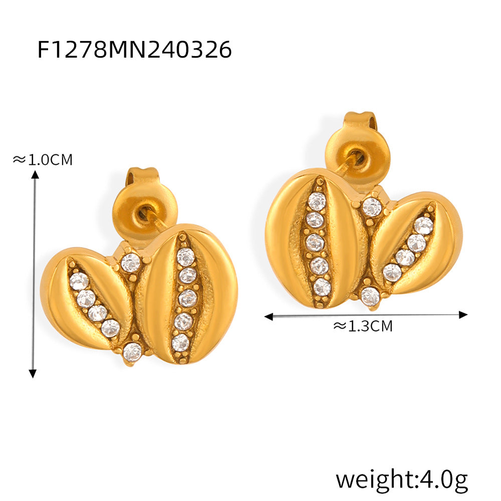 Wholesale Vintage Titanium Steel Gold Plated Geometric Flower Diamond Earrings