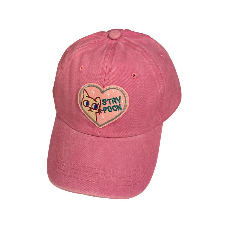 Wholesale Pink Heart Soft Top Cute Cat Baseball Cap