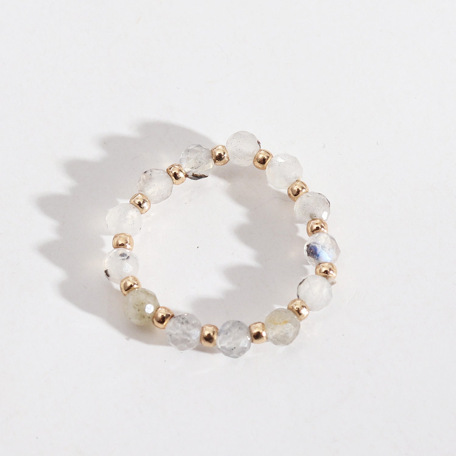 Wholesale Trendy Natural Tourmaline Faceted Beaded Stretch Line Statement Ring