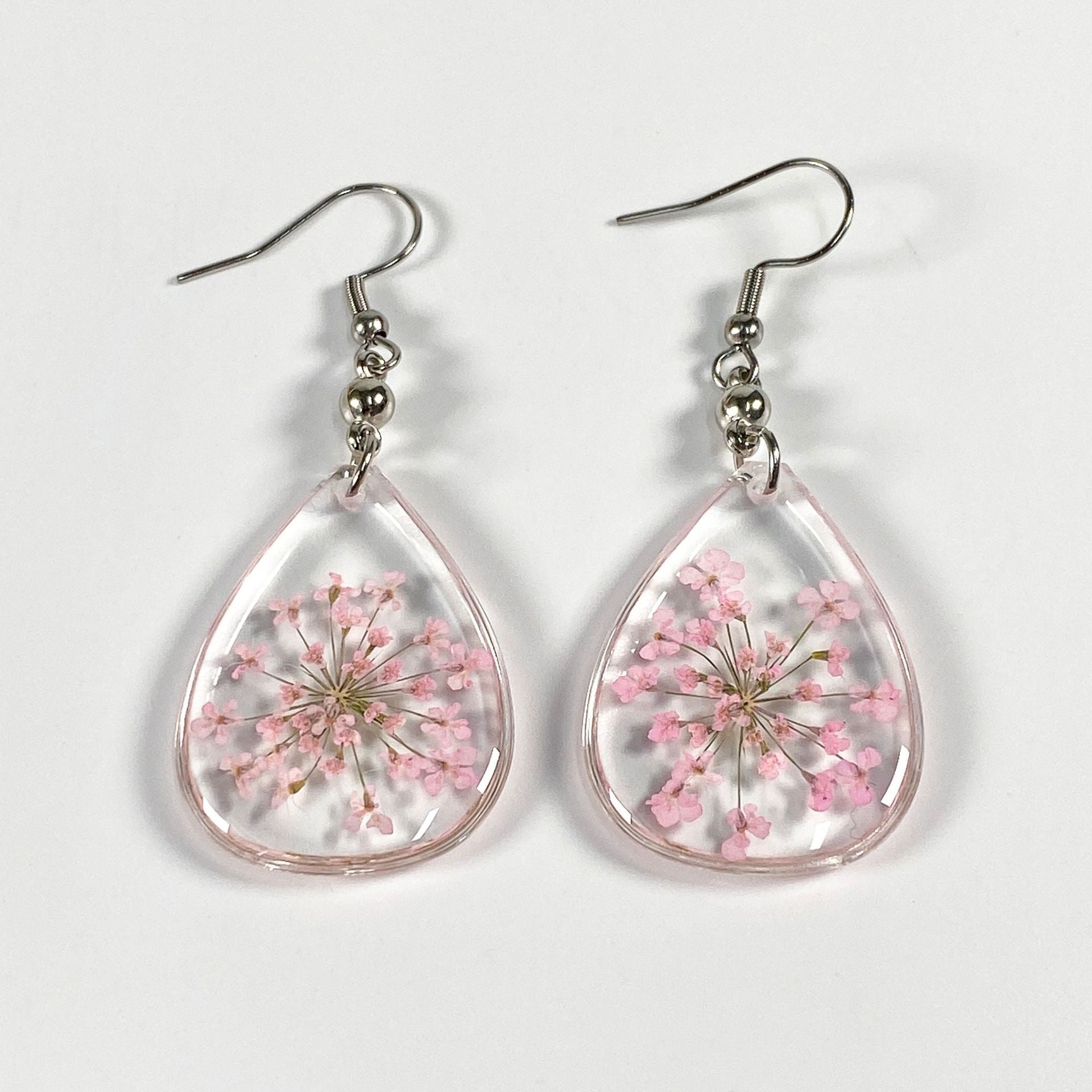 Wholesale 6pcs Colorful Lace Dried Flower Drip Resin Earrings