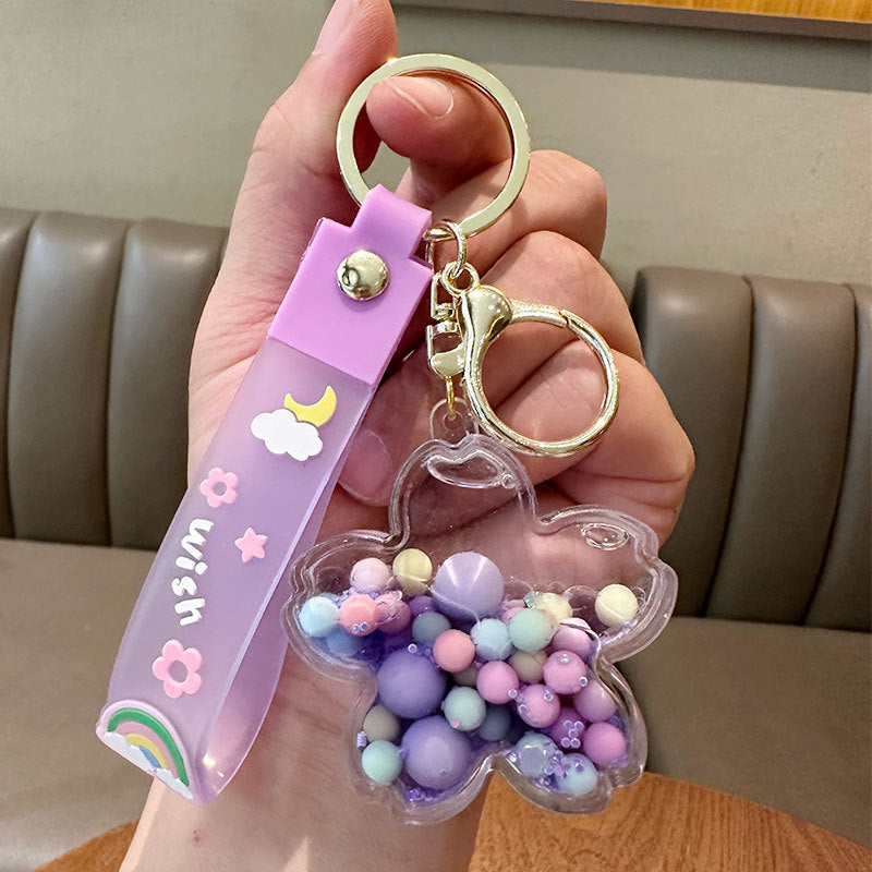 Wholesale Five-pointed Star Oil Quicksand Bottle Acrylic Keychain