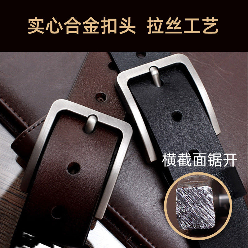 Wholesale Men' s Genuine Leather Belt  Retro Pin Buckle Waist Belt