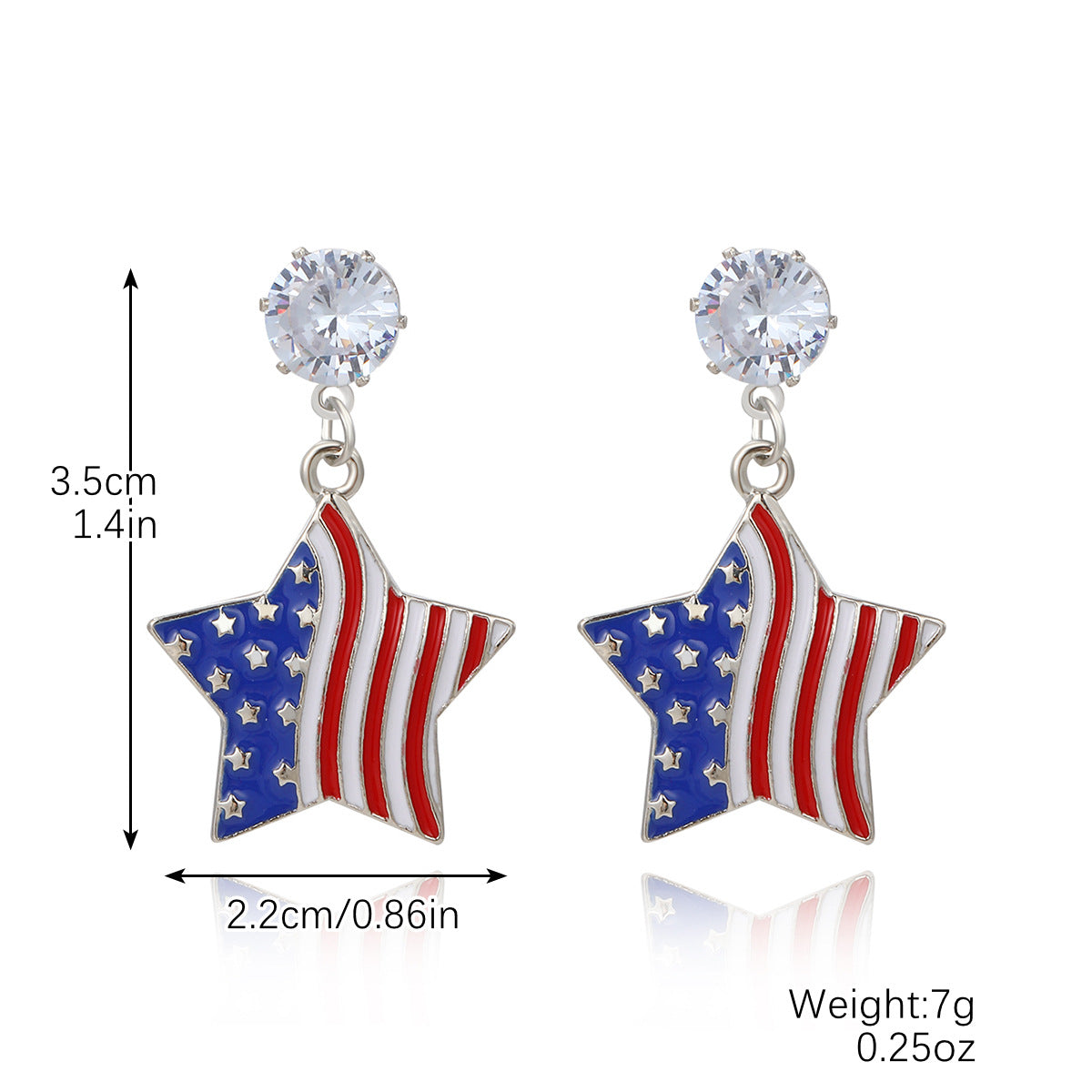 Wholesale Independence Day Heart Flag Hoop Zinc Alloy Earrings