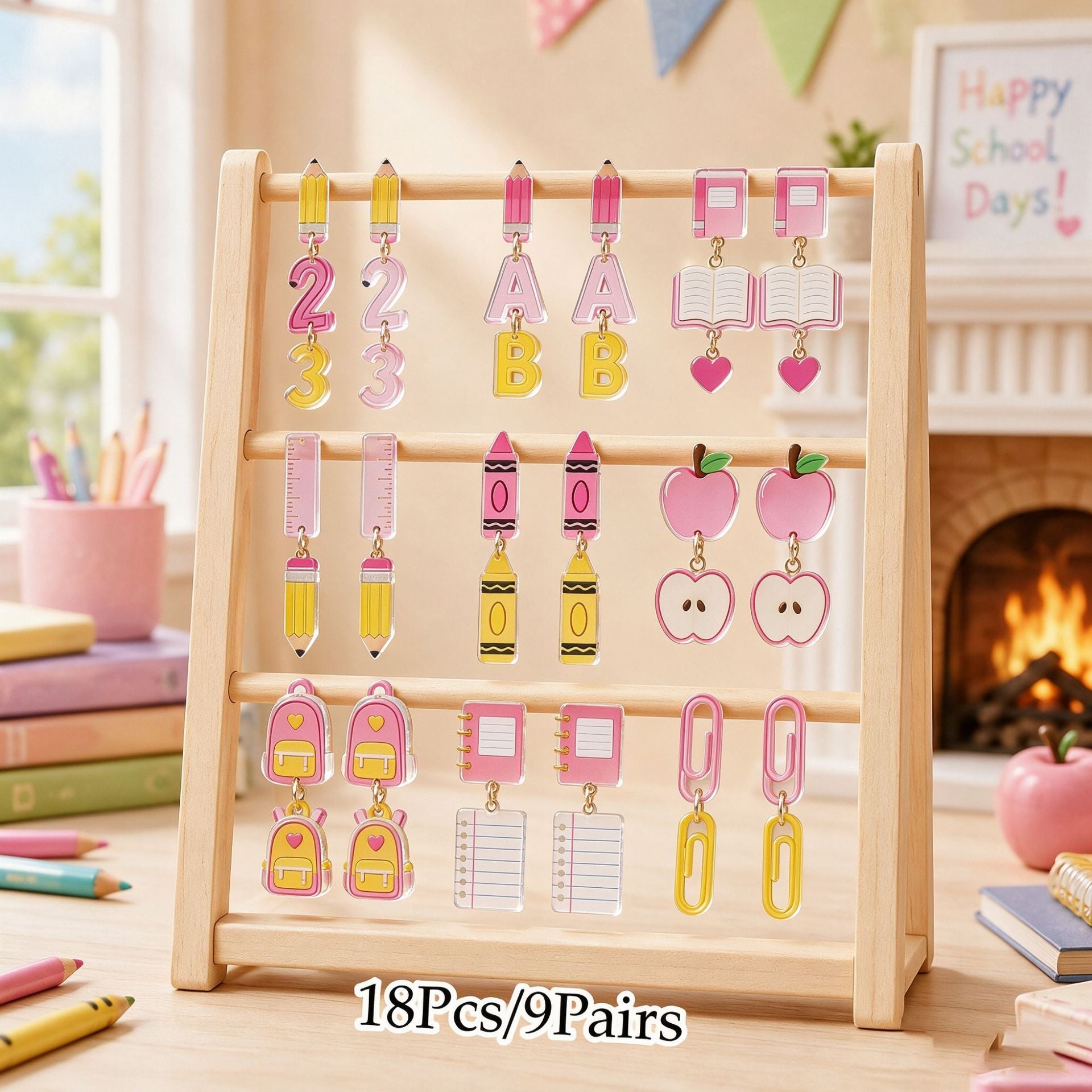 Wholesale Chic 2D Acrylic Spliced Earrings Teacher Appreciation Graduation Stationery Theme Cute Jewelry Accessory For Party Boutique Resale